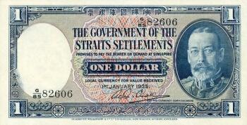 straits settlement 1-dollar note 1935