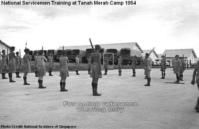 national servicemen training at tanah merah camp 1954