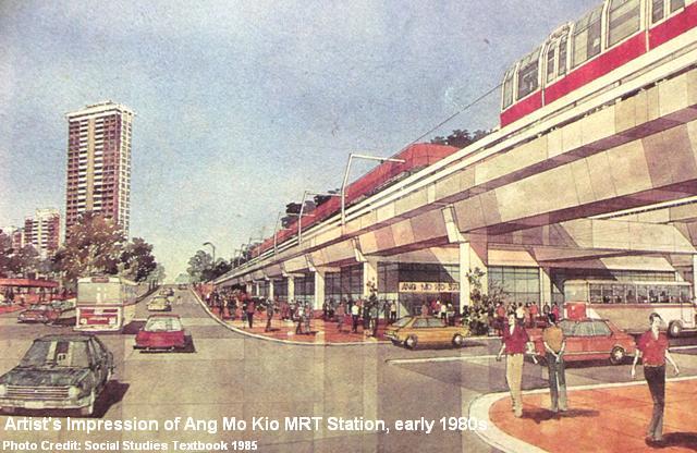 artist's impression of ang mo kio mrt station early 1980s