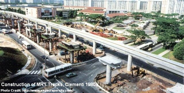 construction of mrt tracks at clementi 1980s