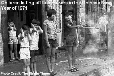 children letting off firecrackers 1971