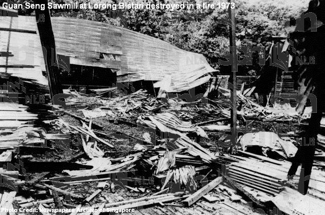 guan seng sawmill at lorong bistari destroyed in fire 1973