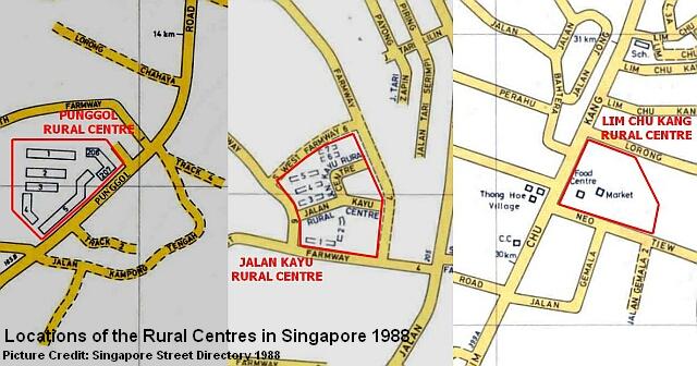 map of singapore rural centres 1988