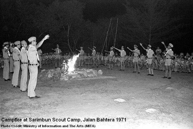 campfire at sarimbun scout camp jalan bahtera 1971